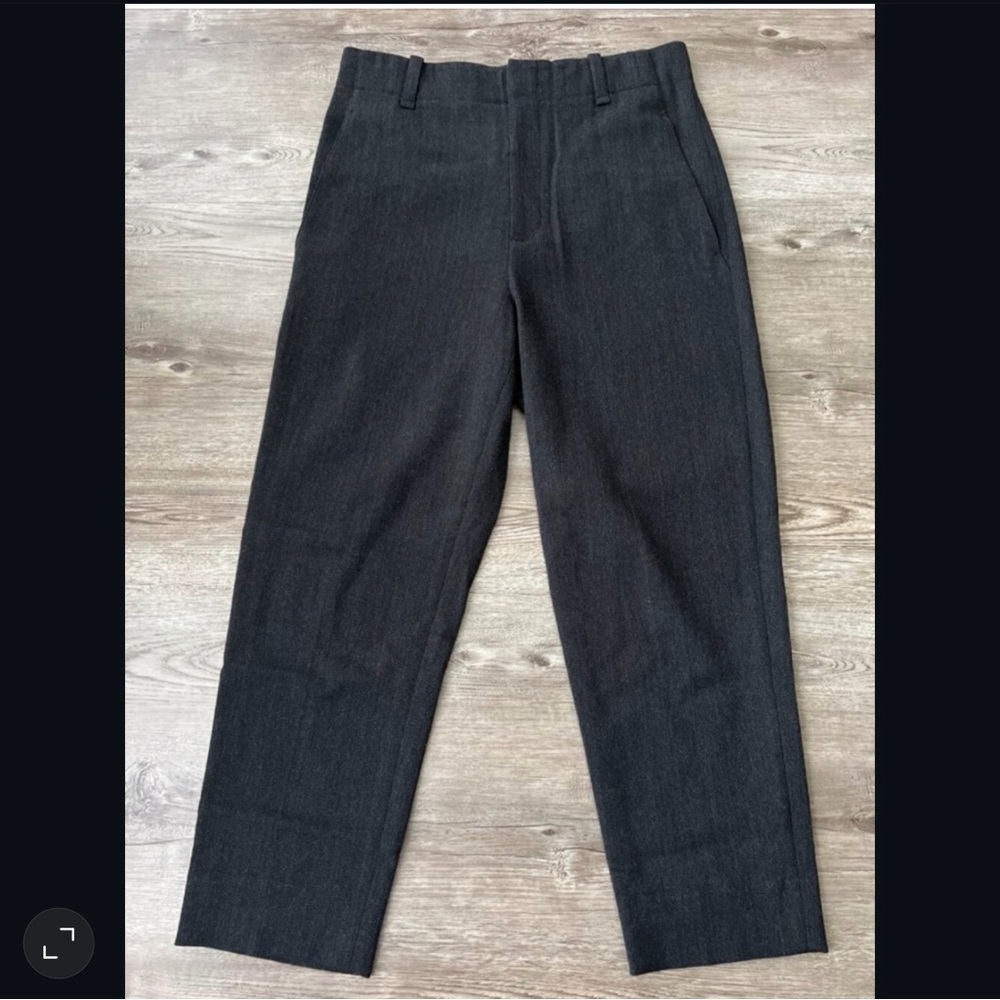 Vince High Waist Flannel Wool Trousers Cropped Length Dark Gray Womens 6